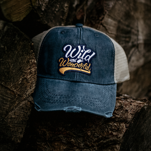 Distressed Wild & Wonderful Patch Trucker Hat - Loving West Virginia (LovingWV)