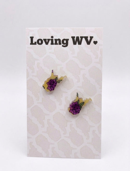 WV State Rhododendron Stud Earrings