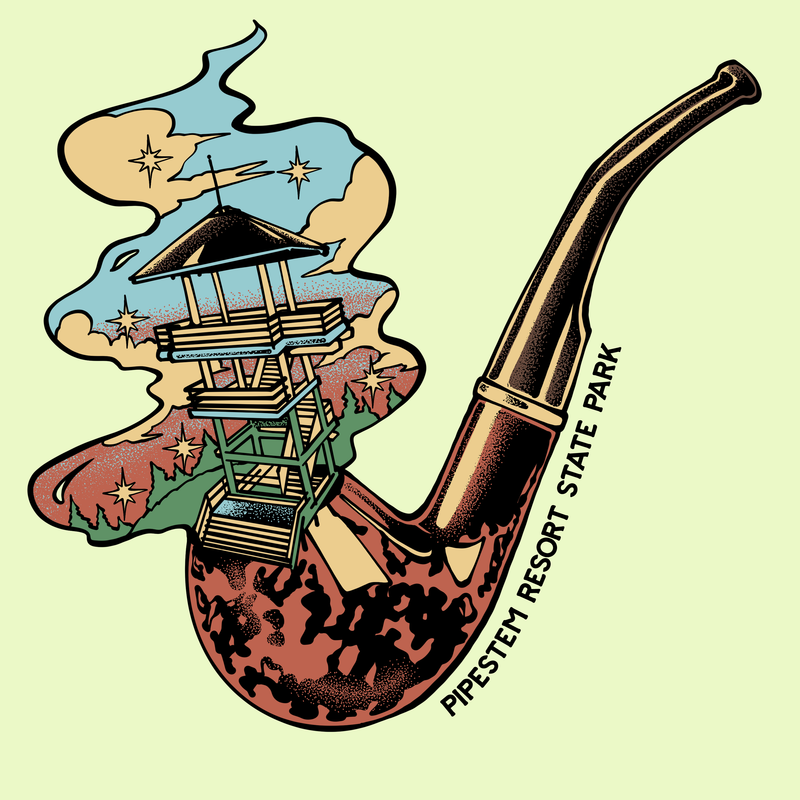 SP-PIP-16- Pipestem - Smokey Pipe Tower Sticker