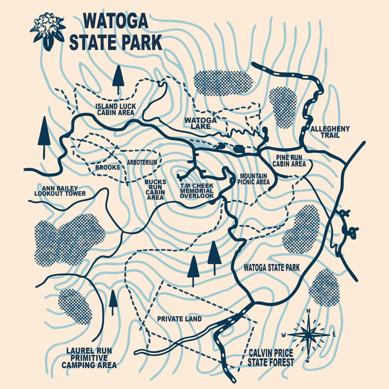 SP-WTG-5- Watoga - Trail Map Sticker