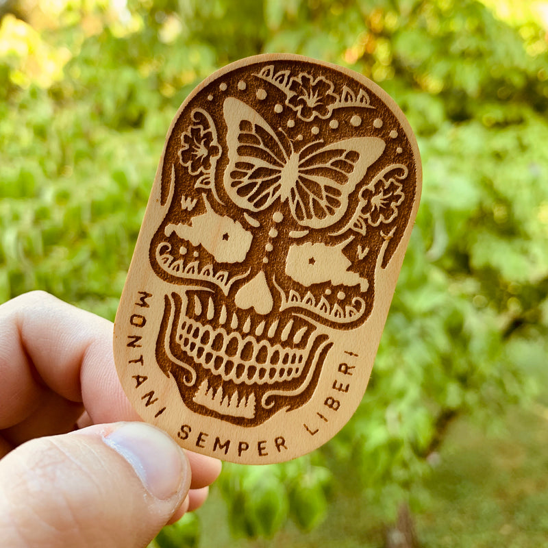 Sugar Skull Wooden Sticker - Loving West Virginia (LovingWV)